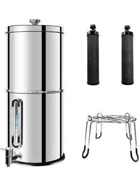 2.25G Gravity Water Filter System – 3-Stage Stainless Steel, Washable Ceramic